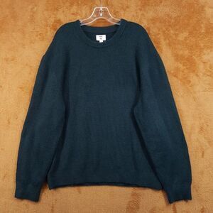 MODE OF ONE Sweater Mens XL Dark Green Chunky Knit Pullover Crew
